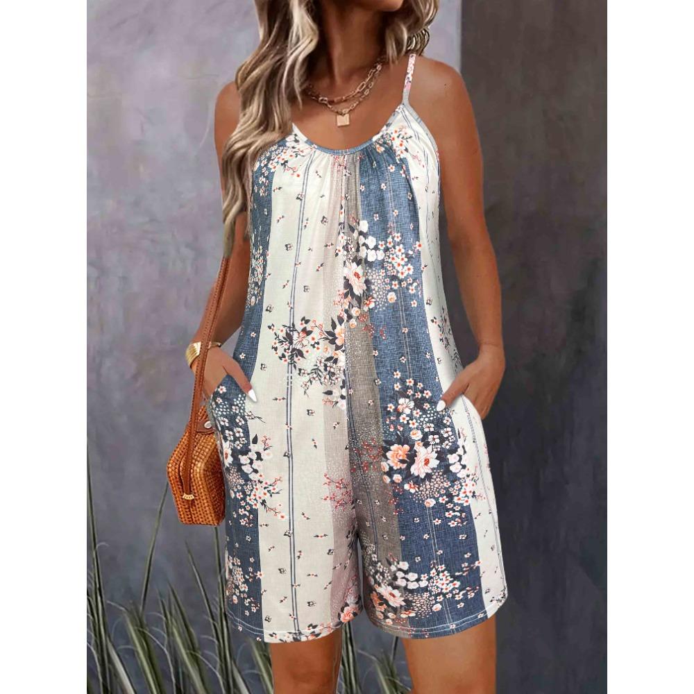 Женские летние повседневные комбинезоны без рукавов на бретелях, эластичные короткие комбинезоны с карманами, сарафан, купальник