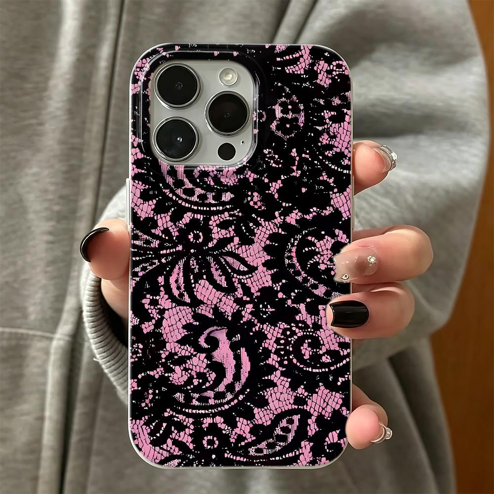 Черный Кружевной Чехол Для Телефона Для Iphone 16 17 15 Pro Max 14 Plus 13 12 11 17Air Funda Чехол Для Телефона Защита от Отпечатков Пальцев Coque