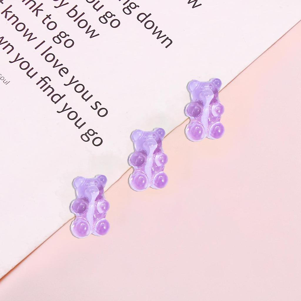 10pcs Resin Candy Color Bear Charms Pendant Beads for Necklace Bracelet Jewelry Making