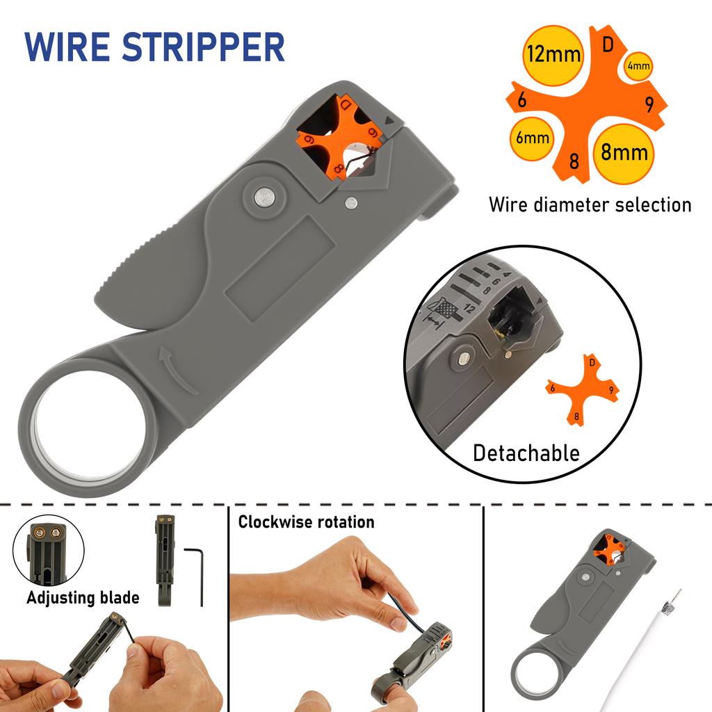 BNC Crimp Tool Professional Coaxial Cable Tool Kit Wire Lug Tube Terminal Crimper Hex Crimp Tools Pliers for RG58 RG59 RG6