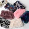 Women Real Fur Handmade Stretch Fur Scarf Knit Genuine Rex Rabbit Fur Headbands Girls Natural Fur Ring Cowl Snood Scarves Winter