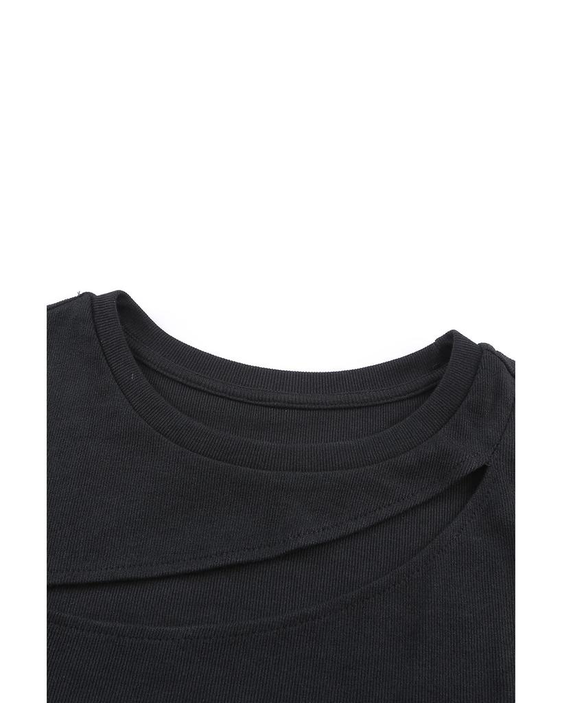 Azura Exchange Футболка с вырезом на косой кромке и рукавами-крылышками