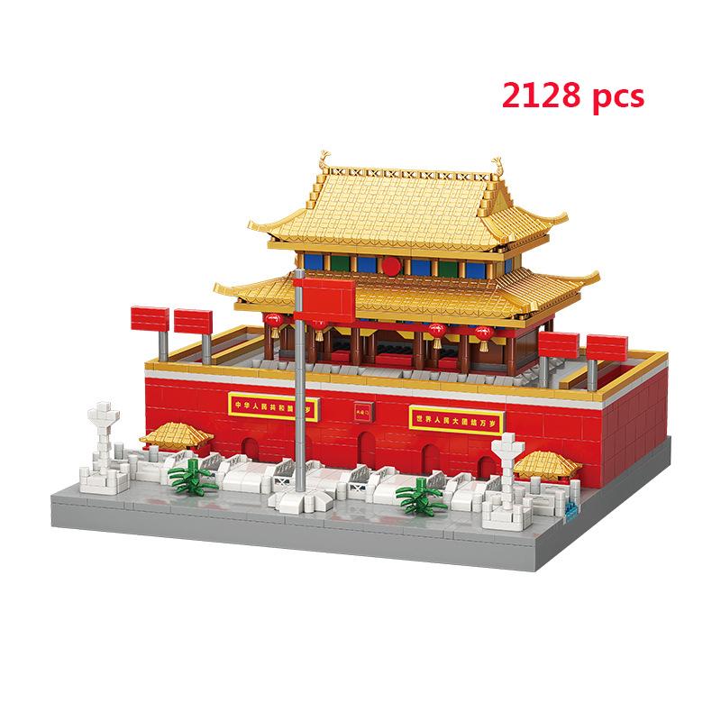 Городская архитектура, розовый замок, дом на дереве, строительные блоки, мини-кирпич, Тадж-Махал, Великая стена, креативная модель, строительные игрушки