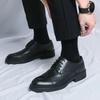 New Handcrafted Genuine Leather Block Leather Shoes Mens Oxford Shoes Leather Brogue Dress Shoes Classic Business Formal Shoes