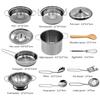 Kids Cooking and Baking Set 18 PCS with Chef Hat Apron Oven Mitt Pan Soup Pot Spoon Shovel Kitchen