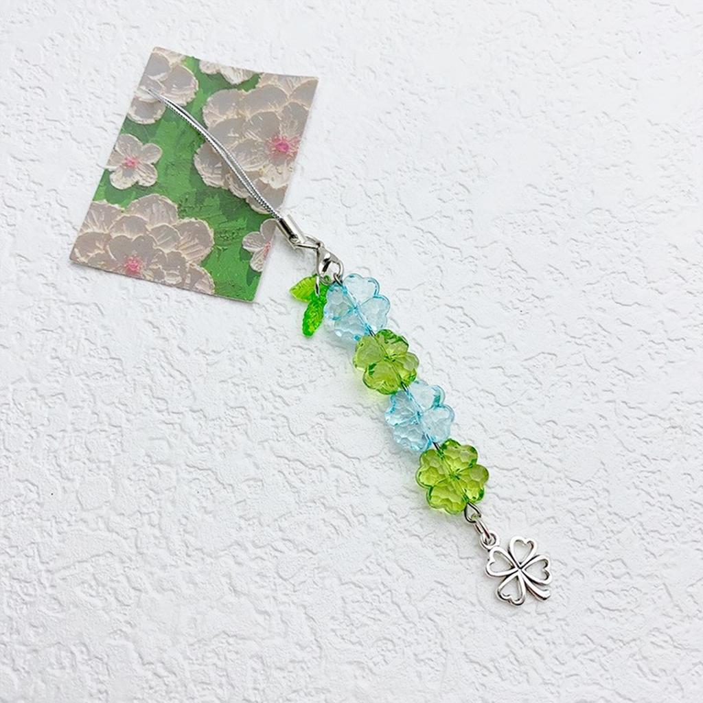 Colorful Keychain Elegant Beaded Four Leaf Clovers Phone Pendant Bag Charm Stylish Accessory for Fashion Enthusiasts