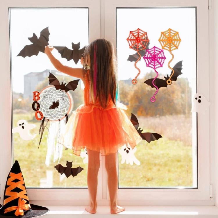 30Pcs Sticky Spiderweb Halloween Decorations For Kids Student Classroom Prize Holiday Party Decoration Random Color