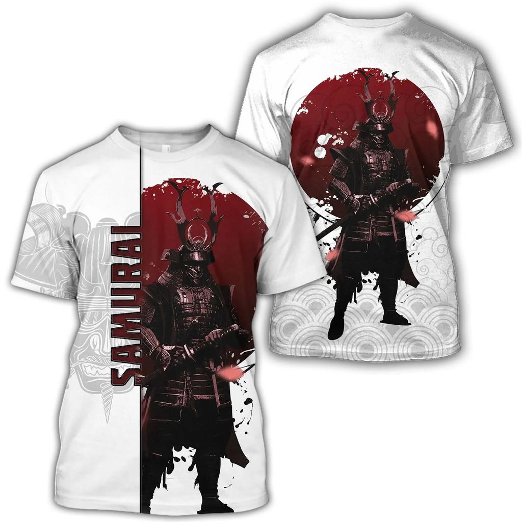 Summer Vintage Japanese Samurai T Shirt Men Casual Short Sleeve Tops O-Neck Oversized Men's Clothing Punk Streetwear 6xl