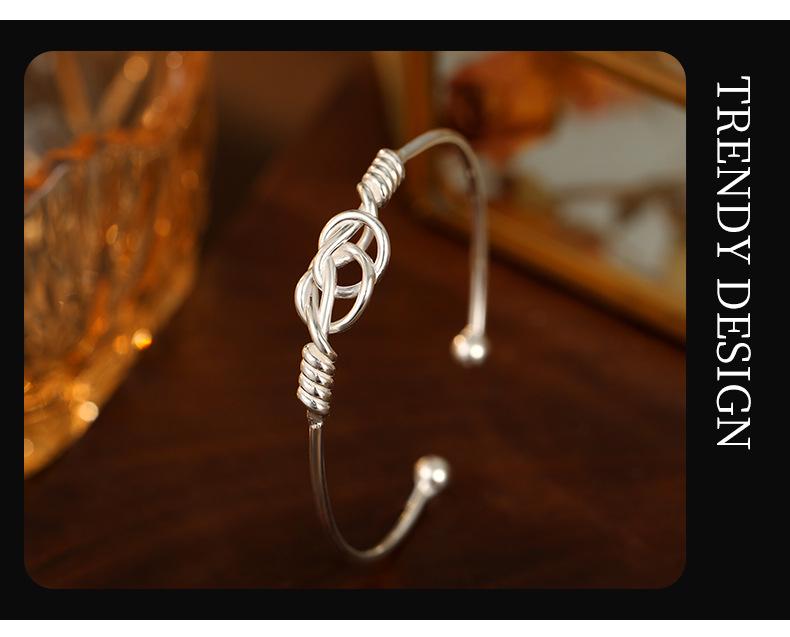 Браслет Banyan Tree из серебра 925 пробы с геометрическим узлом, женский, ретро, открытый, подарок