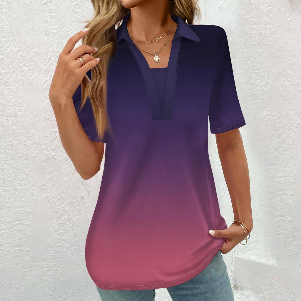 Женская модная повседневная рубашка с коротким рукавом с винтажным принтом на пуговицах, блузка