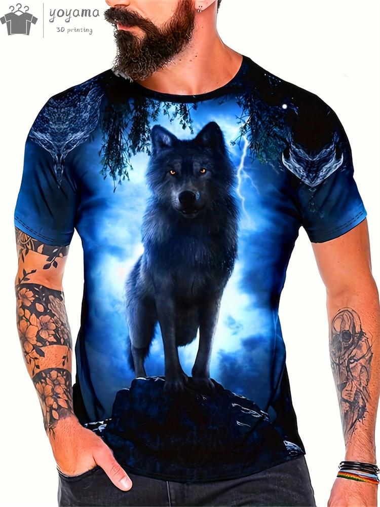 Men's T-Shirts Short Sleeve Beasts Graphic 3D Animal Printed Street Style Man Tops Oversized T-Shirt Casual O-Neck Harajuku Tee