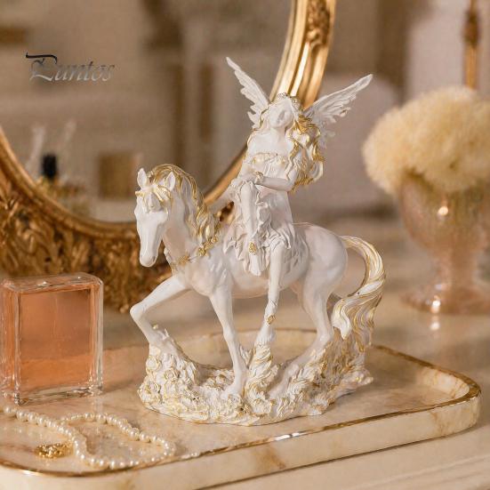 Маленькая фигурка ангела, Фигурка из смолы, Крылатая фея, Скульптура, Половина тела, С золотой отделкой, Матовый теплый белый, Декор для стола, Полки в спальне, Подарок, Женщинам