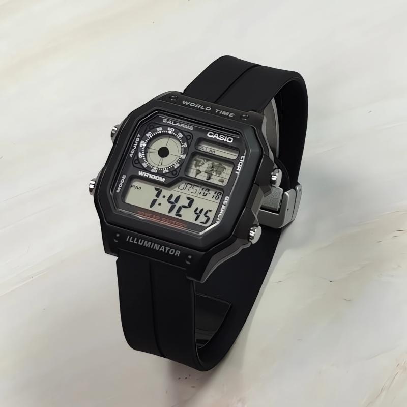 Casio Мужские ЧАСЫ для ПОДРОСТКОВ Черные AE-1200WH-1A(Watch3--)
