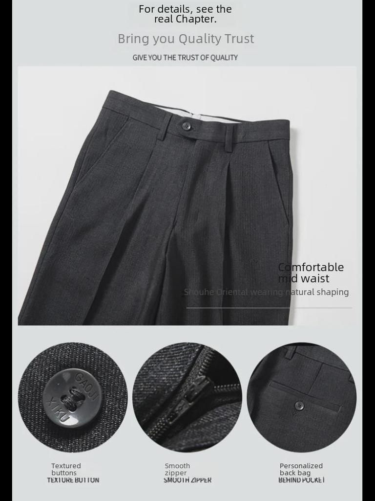 Мужские брюки прямого покроя из высококачественного легкого делового костюма класса люкс