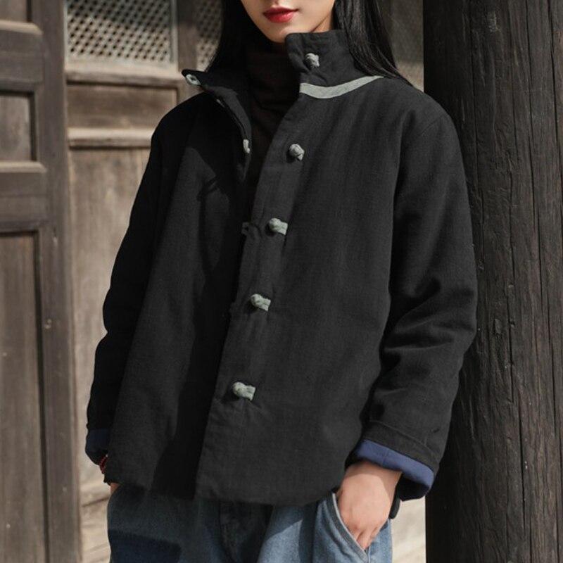 Johnature Coats Stand Long Sleeve Thick Warm Clothes Spring Button Women Jackets
