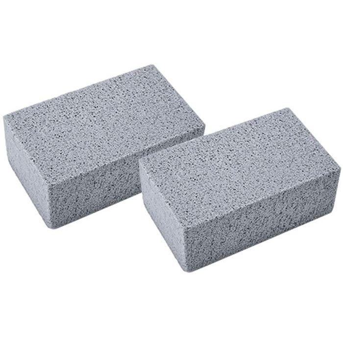 Pierre nettoyante pour barbecue, brosse WC, raclette WC, pierre anti-peluches 7,5 x 7,5 x 15 cm, gris, 2 pièces
