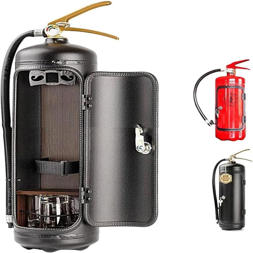 Portable Bottle Holder Red/Black Hidden Liquor Cabinet Fire Extinguisher Storage System Bar