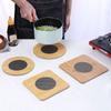 Wooden Coasters Round Square Bowl Dish Pot Mats Cartoon Heat Insulation Pad  Table