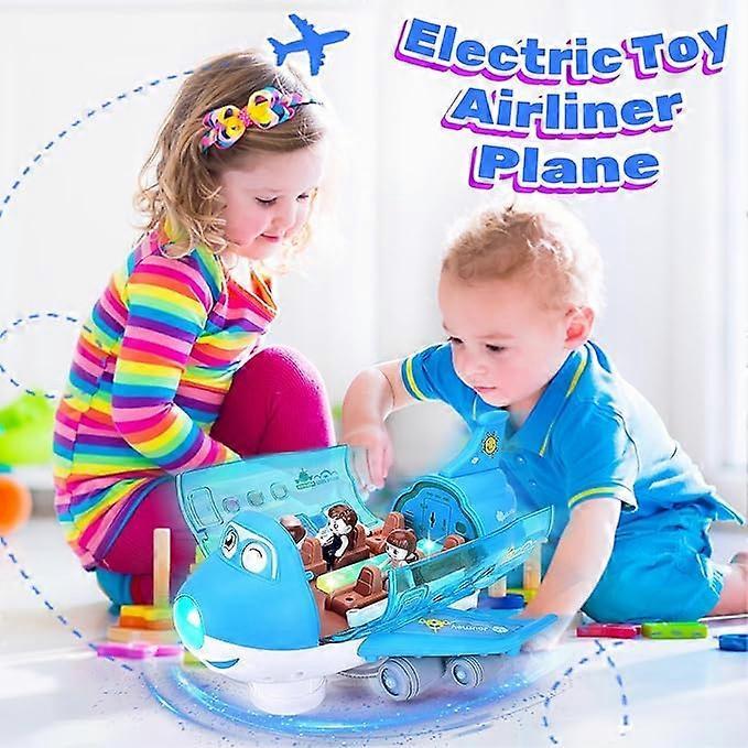 Aeroplane Toys for Toddlers, Electric Toy Airliner Plane 360 Rotating Airplane Vehicles with Light and Music, Electric Aircraft Toy Gift for Kids 3 4
