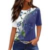 Футболки для женщин, плиссированные, с круглым вырезом, нарядные, повседневные, блузки с принтом, с коротким рукавом, летние топы, свободный крой