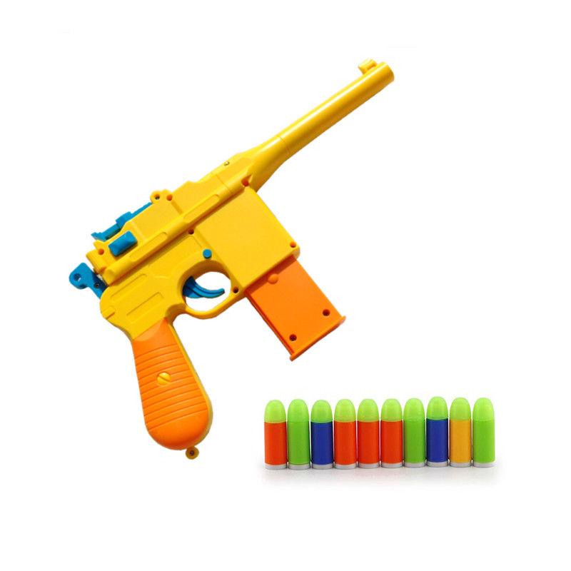 Mauser Pistol Toy Gun 10 Rubber Soft Bullets Mini Foam Dart Gun Blasters Children Kids Cosplay Gifts