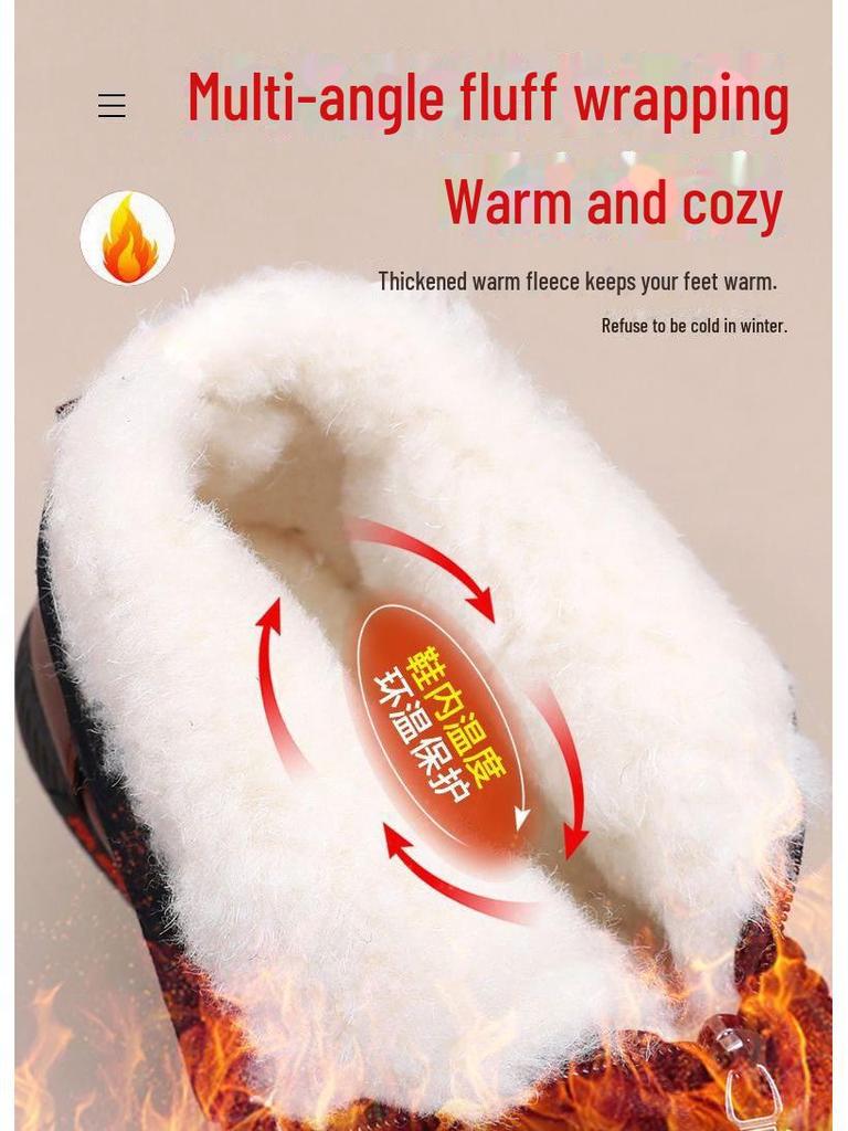 Женские зимние ботинки: Теплая зимняя обувь из смеси шерсти и хлопка с бархатной подкладкой и мягкой подошвой для людей среднего и пожилого возраста