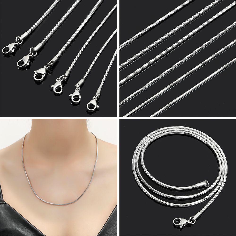 Party 2mm Women Men Silver Color Chain Necklace Stainless Steel Necklace 1.5mm Statement