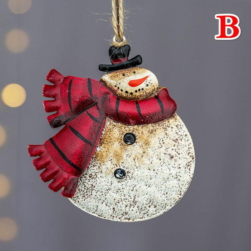 Outdoor Christmas Decorations Christmas Wrought Iron Pendant Santa Claus Snowman Ornament Christmas Tree Decoration Christmas