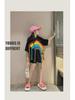 Girls' Hip-Hop Rainbow Braids Short-Sleeve Street Dance T-Shirt