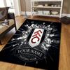 Custom Name Fulham FC Flannel Pattern Square Carpet,Area Rug,Carpet Rug for Living Room Bedroom Sofa Playroom Decor,Non-slip Floor Mat