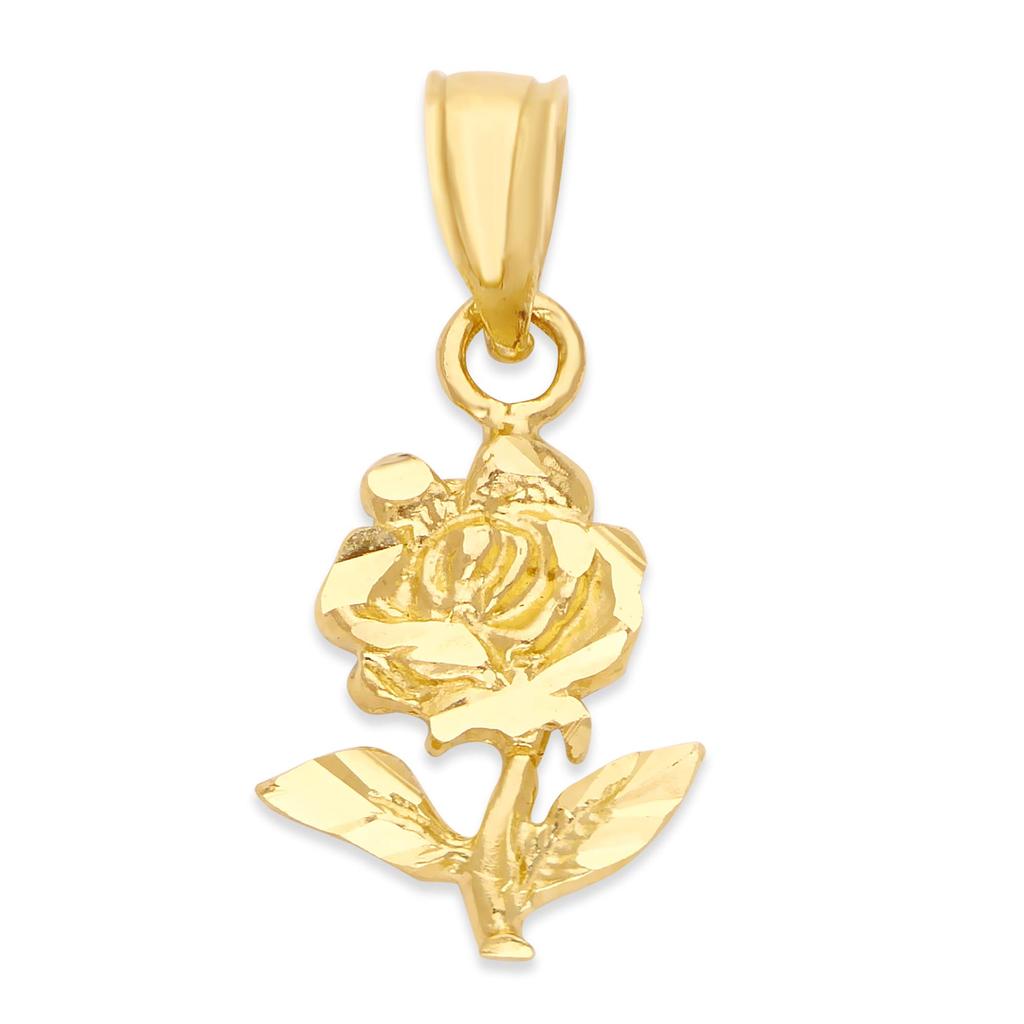 Gals 14k Real Solid Rose Jewelry Gold for Her Day Gift [Golden Fire] Pendant, Anniversary, Mother's