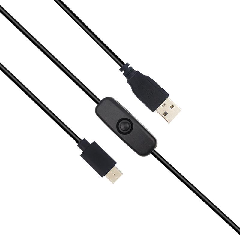 Кабель питания USB Type-C для Raspberry Pi с выключателем для 4B/3B+/Zero 2W, поддерживает ток 3 А