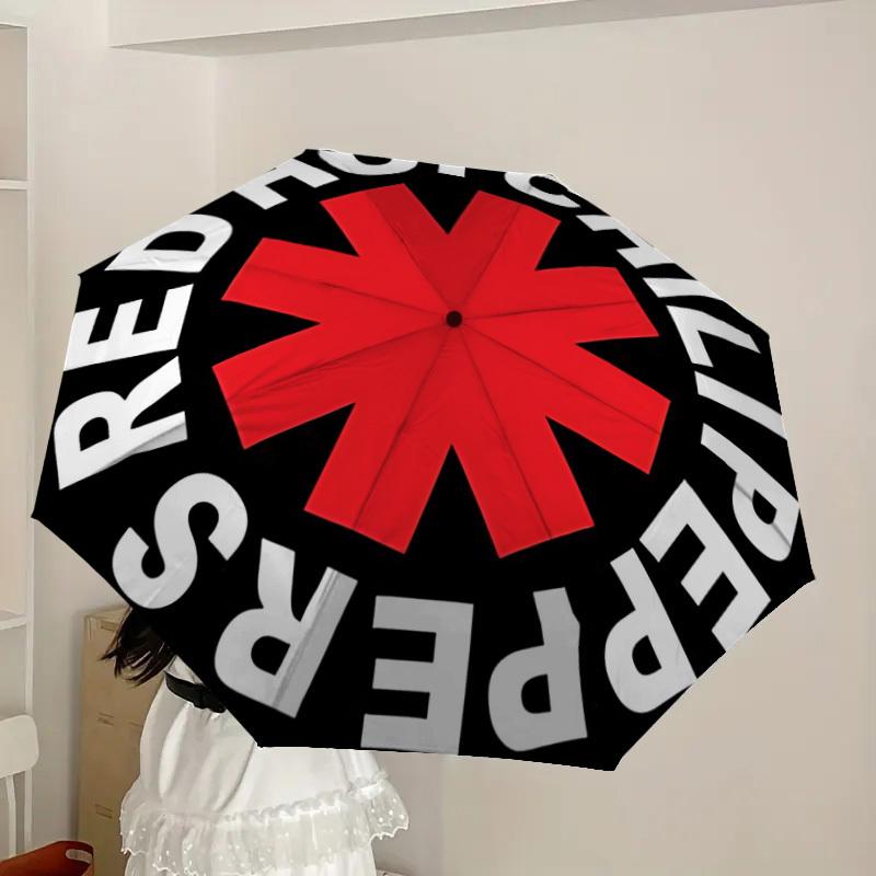 1pc Red Hot Chili Peppers Automatic Open/Close Umbrella, Lightweight Design for Everyone,Durable Canopy yy251014072