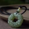 Изысканная двухсторонняя резная пряжка безопасности из нефрита Brave Troops, брелок для ключей, передача богатства, ожерелье с резным кулоном ручной работы в стиле ретро