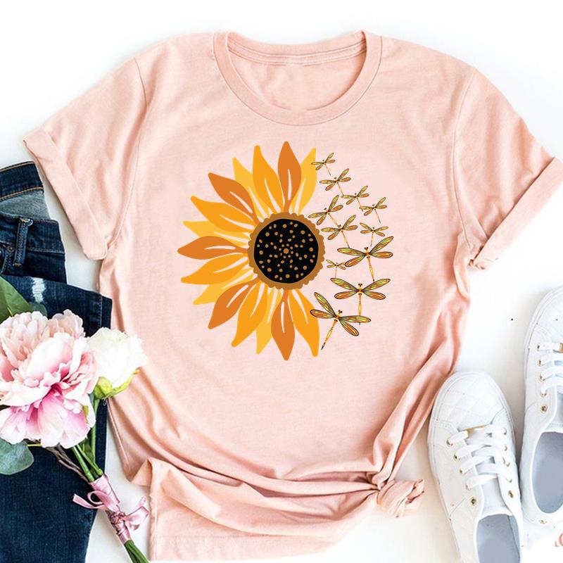 (Азиатский размер)Одежда Стрекоза, милый милый стиль, милая повседневная футболка с короткими рукавами, модная футболка, женская футболка с принтом, женская женская футболка с графикой