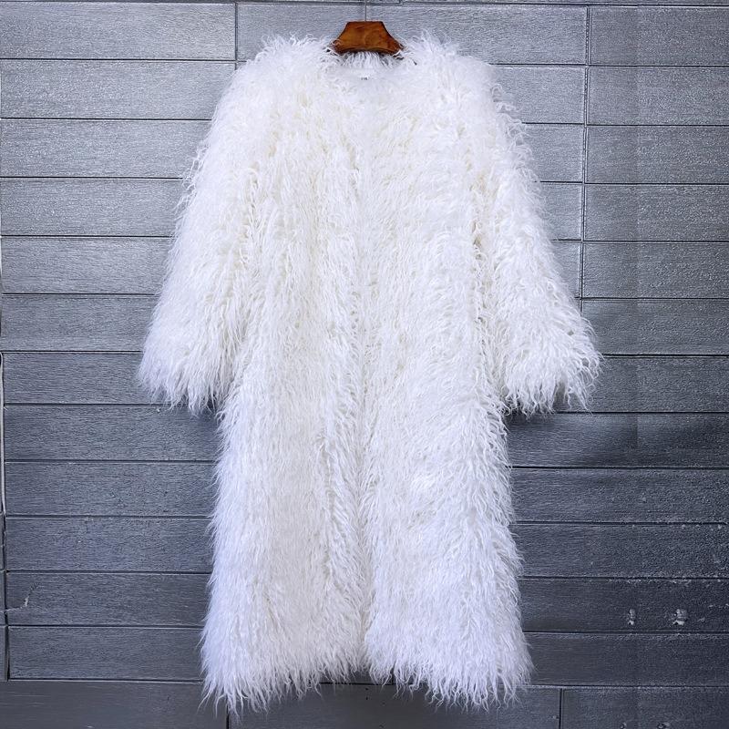 Источник Имитация меха мех пляжная шерсть удлиненная шерстяная куртка цвет колено длинный
