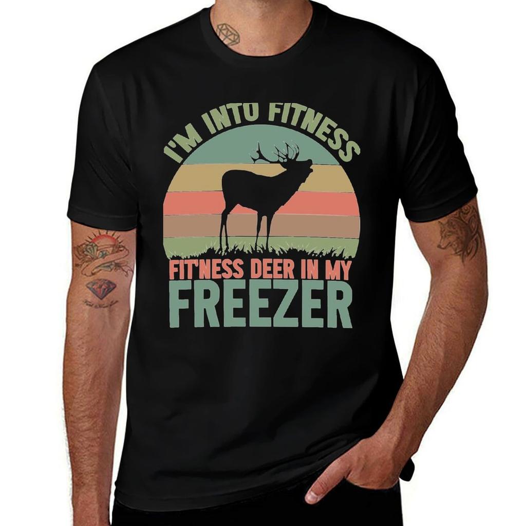 IM INTO FITNESS FITNESS DEER IN MY FREEZER DEER SEASON HUNTING SEASON TShirt Novelty Print Casual Tee Shirt