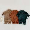2025 Spring/Autumn Corduroy Lapel Cardigan & Pants Set for Infants and Toddlers