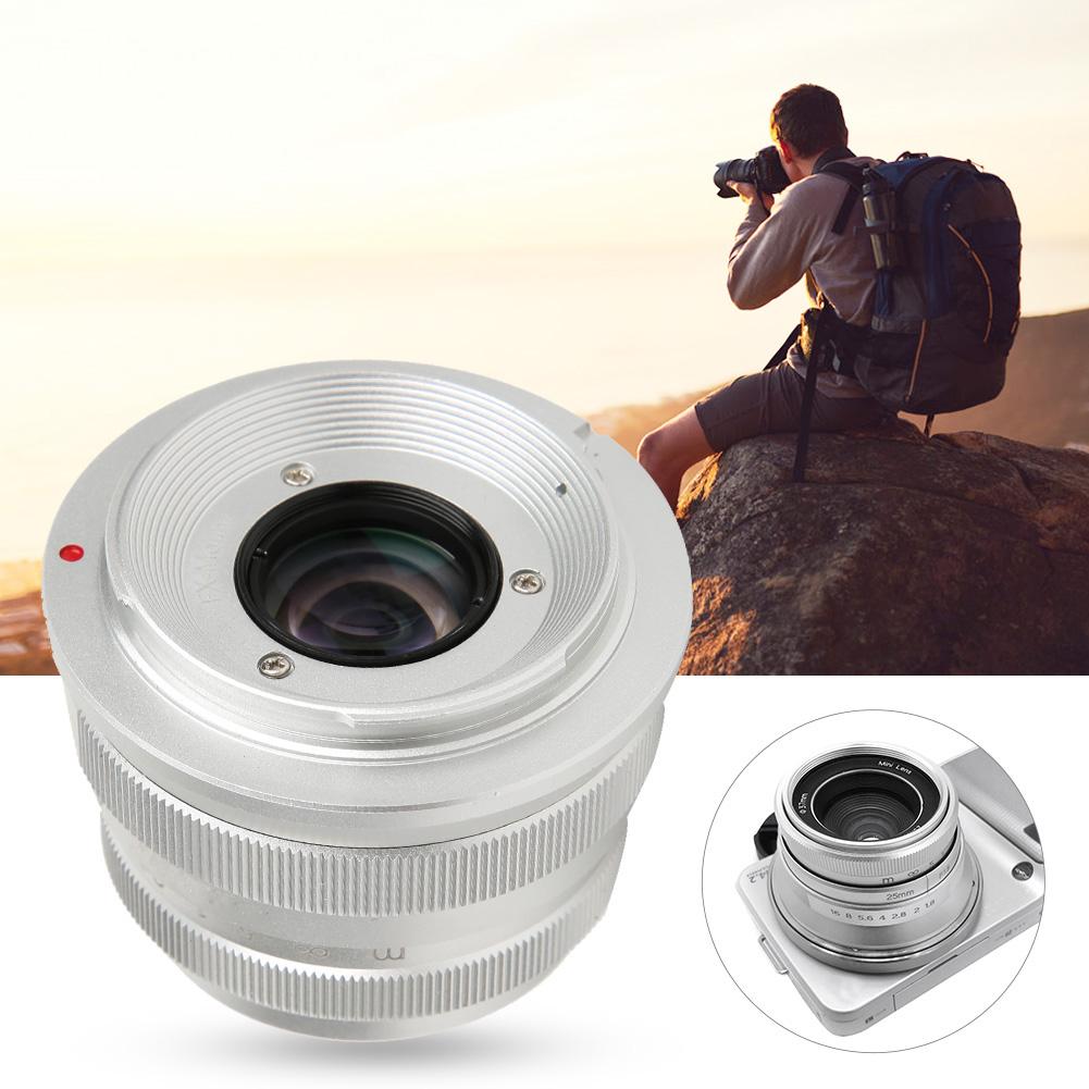 NEWYI 25 мм F1.8 Mark II Оптическое стекло Серебристый Большая апертура Фиксированный фокус Ручной пейзаж Гуманистический