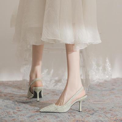 Высококачественные остроносые босоножки на шпильках — летний женский стиль, открытая задняя часть, закрытый носок.