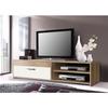 PILVI TV Cabinet - Contemporary Style - Melamine Particles - Oak and White Decor - 1 Flap + 2 Niches - L 120 X D 42 X H 32 Cm