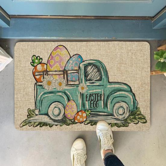 Декоративный напольный коврик с изображением пасхального кролика, влагостойкий нескользящий моющийся приветственный коврик для передней двери