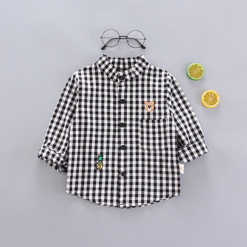 Kids Plaid Long Sleeve Button Down Shirt for Boys and Girls Spring Autumn