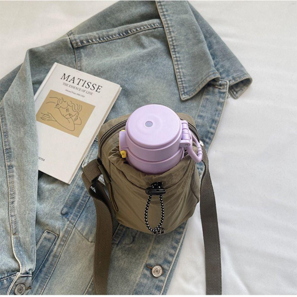 Harajuku Nylon Rope Nylon Shoulder Bag Coin Pouch Casual Drawstring Crossbody Bag Korean Style Solid Color Mobile Phone Bag Male
