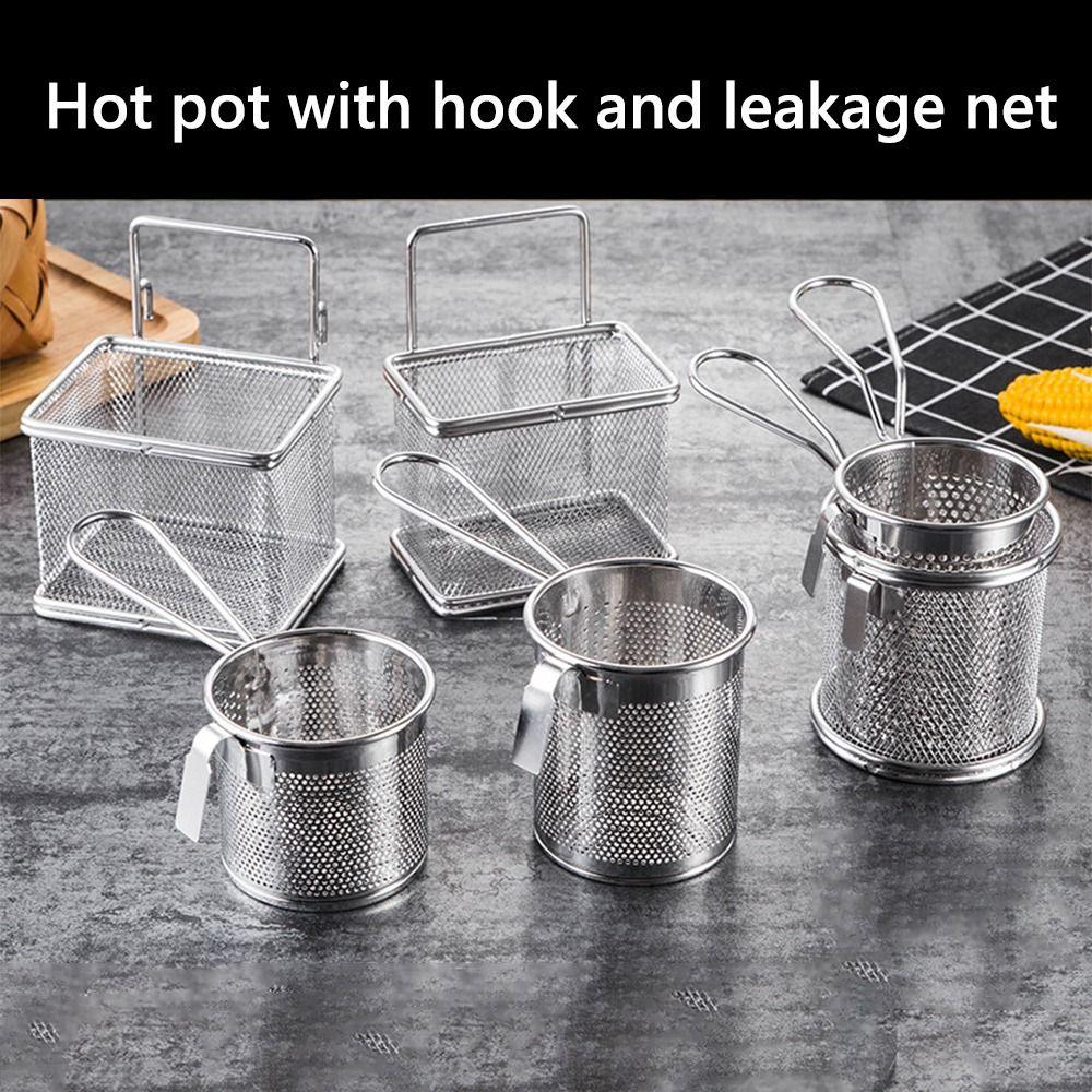 С крючком и ручкой корзина для фритюра серебристый дуршлаг для хот-пота сетчатый подвесной дуршлаг кухня