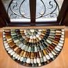 Half Round Green Spiral Moss Pebble Doormat 3D Visual Non Slip Absorbent Front Door Mat Vintage Nature Entrance Rug