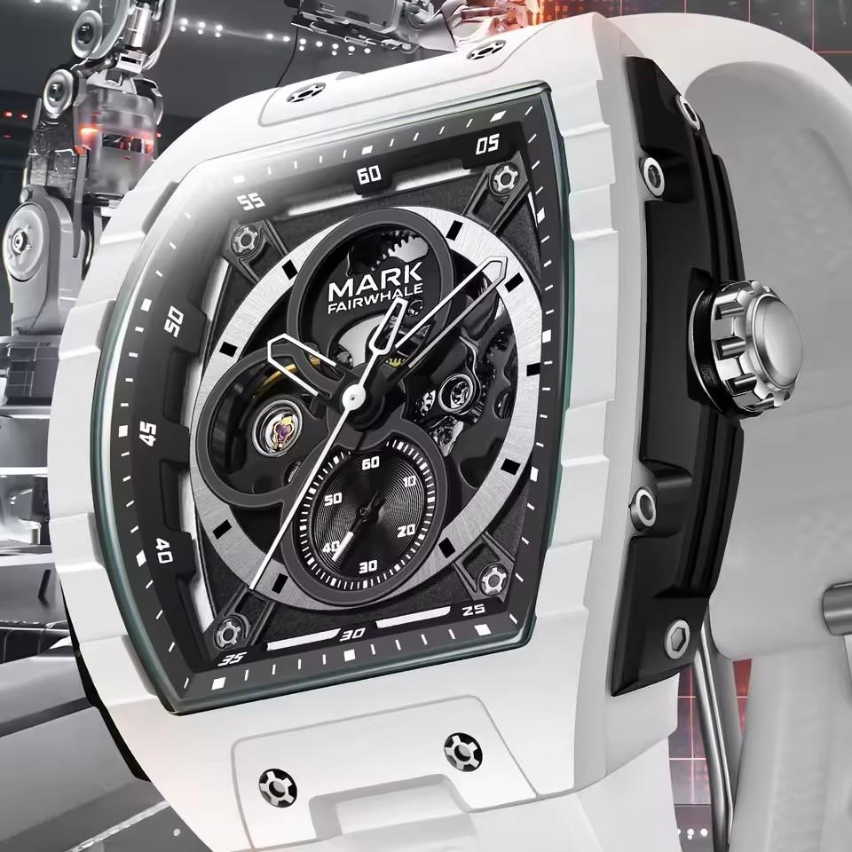 Mark Fairwhale 6003 New Fashion Automatic Mechanical Watch Tonneau Dial Military Analog Clock Night Light Gift reloj hombre