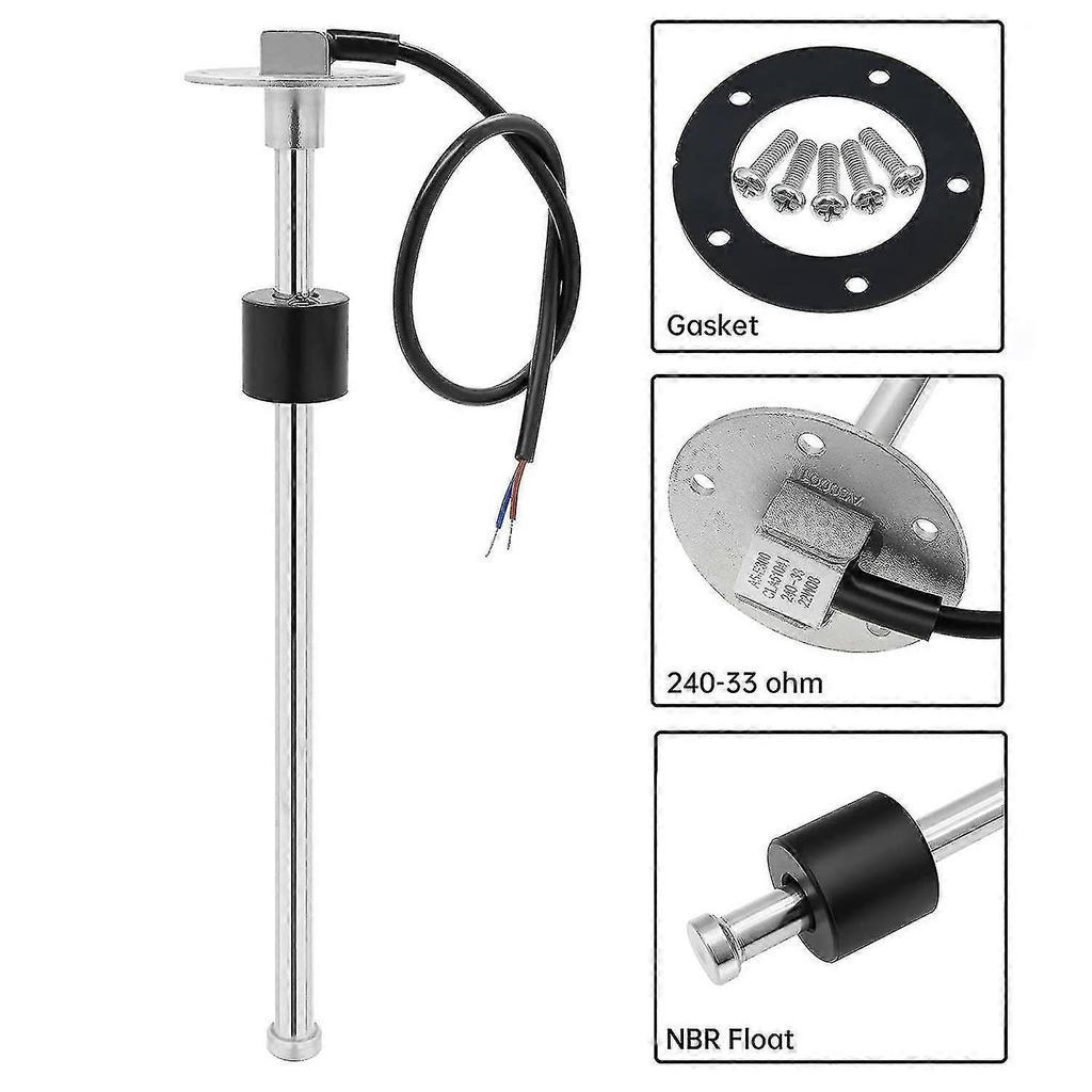 Marine Fuel Sending Unit Boat Fuel Tank Sender, 240-33ohms 10" (250mm) Stainless Steel Gas Sensor Water Fuel Gauge Sender For Boat Car Truck Vehicle-s