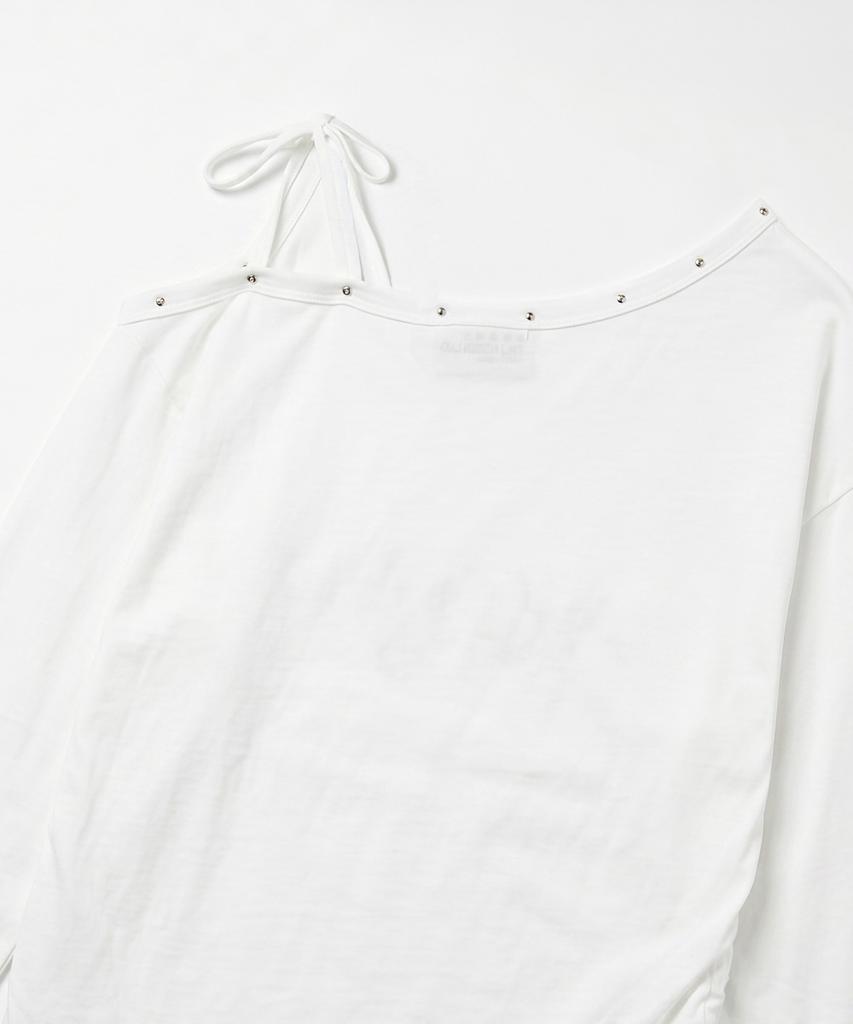 THE GREEN LAB Studded One-Shoulder String Long Sleeve [White]