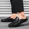 Fashion Luxury Brand Mens Slip On Loafers Genuine Leather Summer Casual Shoes Fashion Half Shoes For Men Comfy Driving Shoes Moccasins
